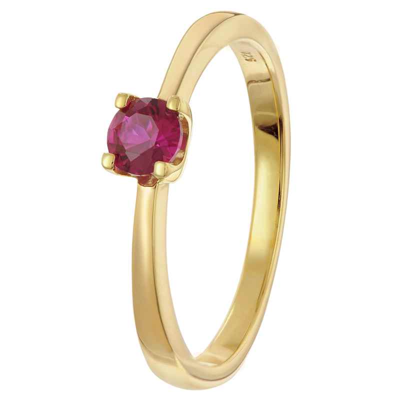 trendor 68896 Women's Ring 925 Silver Gold-Plated With Synthetic Corundum