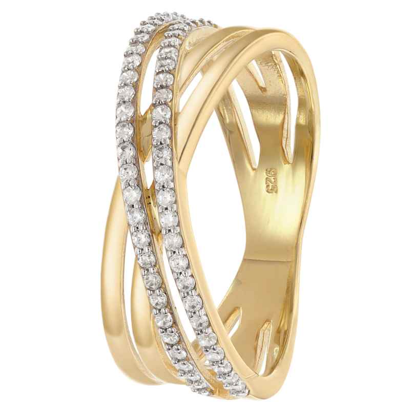 trendor 28004 Damenring 925 Silber Vergoldet Zirkonia-Ring