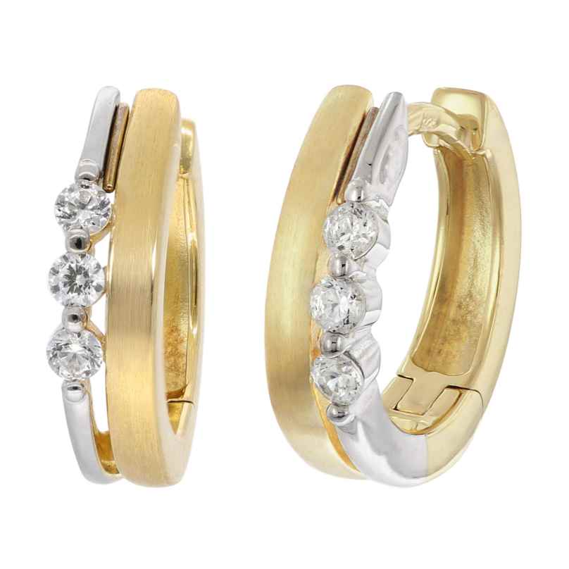 trendor 28009 Women's Hoop Earrings Gold-Plated 925 Silver With Cubic Zirconia 4262511280098
