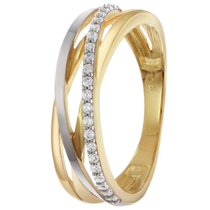 trendor 28016 Damenring 925 Silber Vergoldet Bicolor Zirkonia-Ring