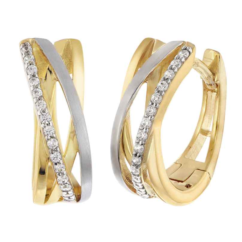 trendor 28028 Women's Hoop Earrings 925 Silver Two-Tone With Cubic Zirconia 4262511280289