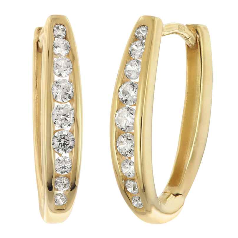 trendor 28039 Women's Hoop Earrings Gold-Plated Silver With Cubic Zirconia 4262511280395