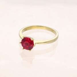 trendor 28046 Women's Ring 925 Silver Gold-Plated With Synthetic Corundum
