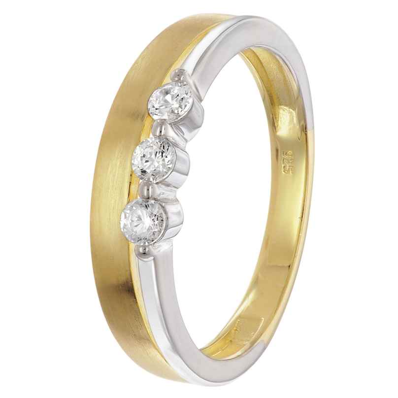 trendor 28072 Damenring 925 Silber Bicolor Mit Zirkonias