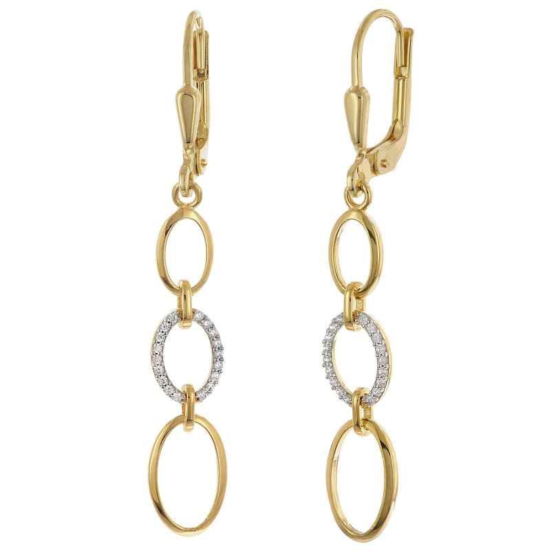 trendor 28077 Women's Drop Earrings Gold-Plated Silver With Cubic Zirconia 4262511280777