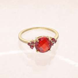 trendor 28098 Women's Ring Gold Plated 925 Silver With Synthetic Garnet