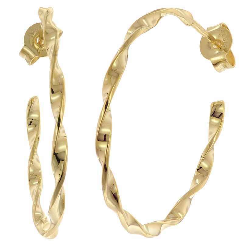 trendor 28164-30 Ladies' Hoop Earrings Gold Plated Silver 925 ⌀ 30 mm 4262511281644