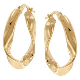 trendor 28186 Damenohrringe Gold 585 / 14K Ovale Creolen Ø 25 mm