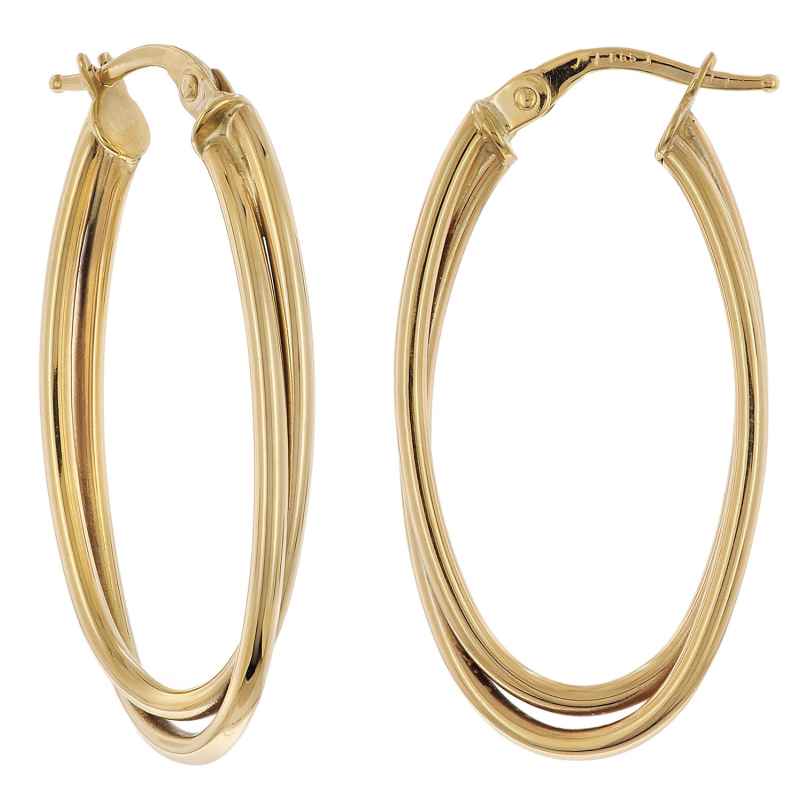 trendor 28185 Damen-Ohrringe Gold 585 / 14K Ovale Creolen Ø 31 mm 4262511281859