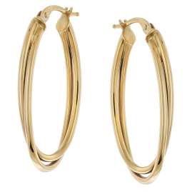 trendor 28185 Damen-Ohrringe Gold 585 / 14K Ovale Creolen Ø 31 mm