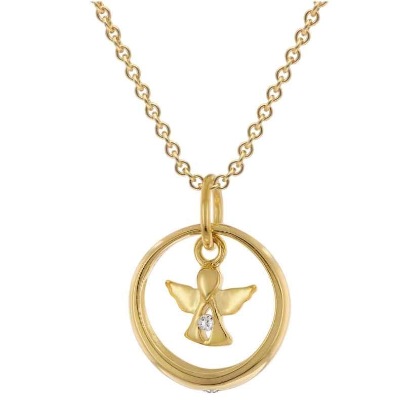 trendor 28210 Taufring Mit Engel Gold 333 / 8K An Vergoldeter Silberkette
