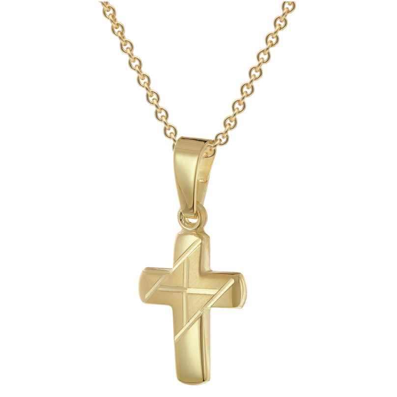 trendor 28216 Kreuz-Anhänger für Kinder Gold 333 An Vergoldeter Silberkette