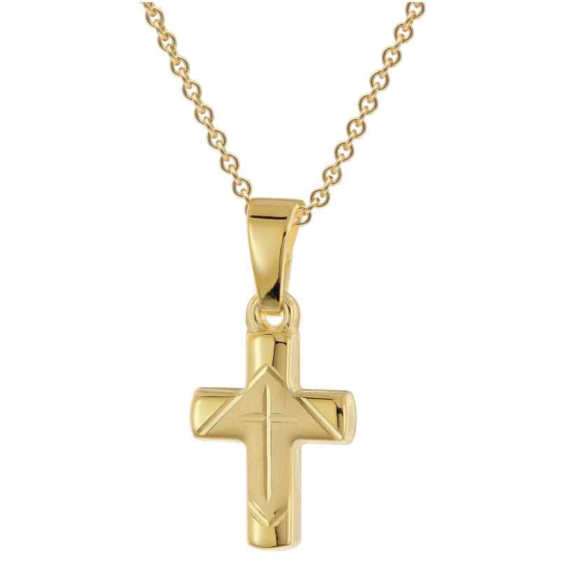 trendor 28218 Kid's Cross Pendant Gold 333 / 8K On A Gold-Plated Silver Chain