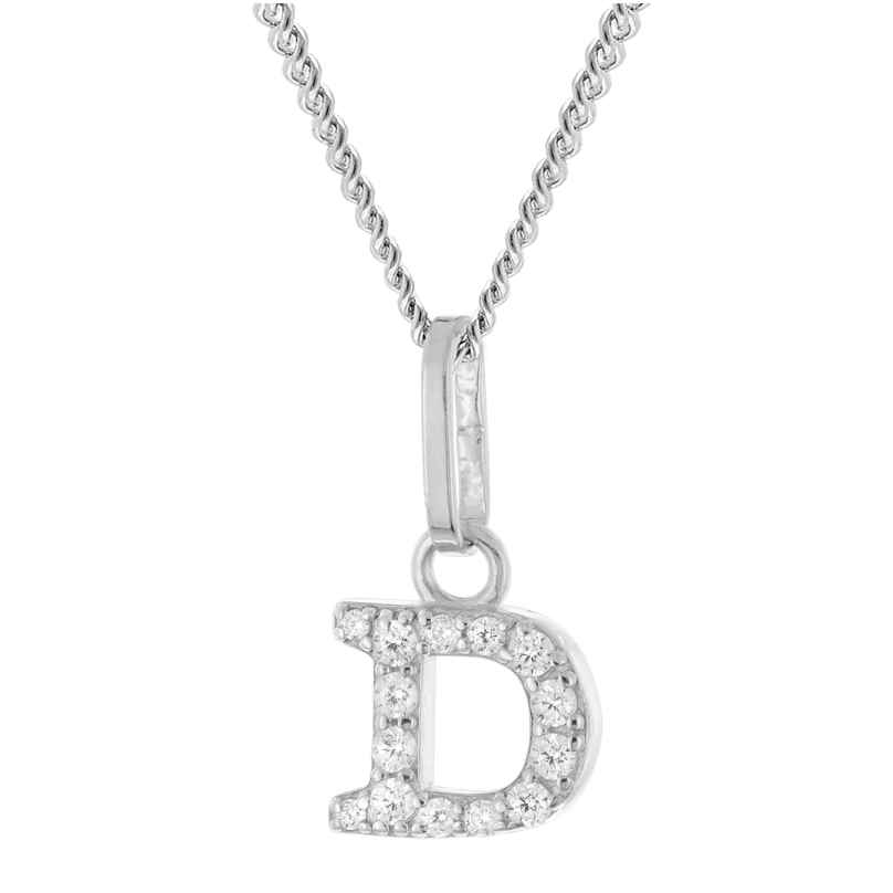 trendor 28240-D Damen-Kette mit Buchstabe D 925 Silber Rhodiniert