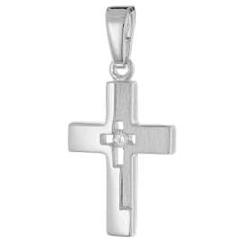 trendor 28402 Kinder-Halskette Mit Kleinem Kreuz 925 Silber Rhodiniert