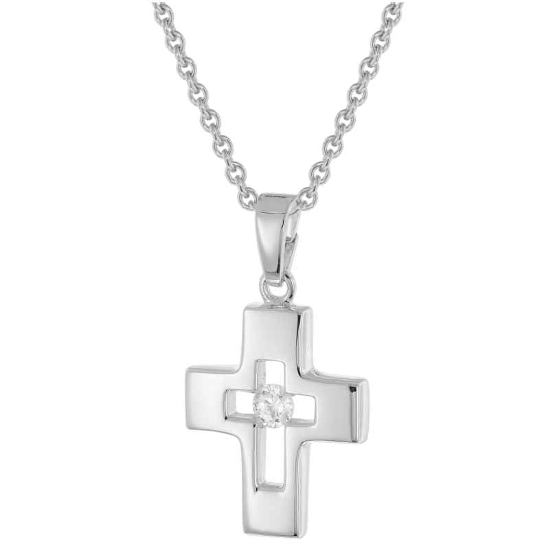 trendor 28404 Children's Necklace With Cross Rhodium-Plated 925 Silver
