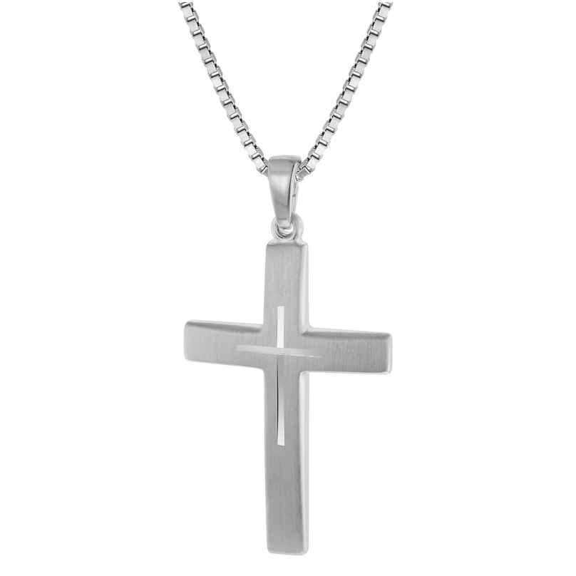 trendor 60705 Silver Cross Pendant Men's Necklace