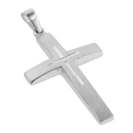 trendor 60705 Silver Cross Pendant Men's Necklace