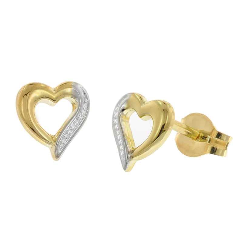 trendor 28464 Women's Heart Stud Earrings 333 / 8K Gold Two-Colour Ø 6 mm 4262511284645