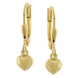 trendor 28465 Children's Heart Dangle Earrings 333/8K Gold