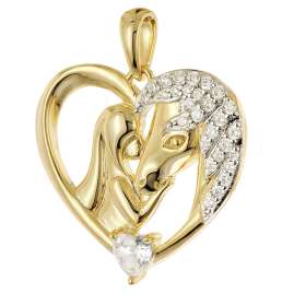 trendor 28446 Women's Necklace Heart with Horse and Girl Gold-Plated Silver