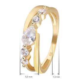 trendor 28514 Women's Ring Gold-Plated 925 Silver With Cubic Zirconia