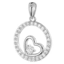 trendor 28410 Damen-Kette mit Zirkonia Herz-Anhänger 925 Silber Rhodiniert