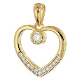 trendor 28430 Women's Necklace Gold-Plated Silver With Cubic Zirconia Heart