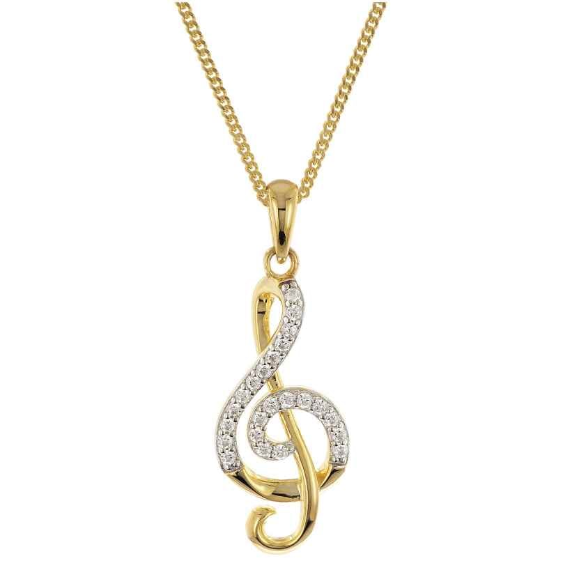trendor 28456 Halskette Mit Notenschlüssel 925 Silber Vergoldet