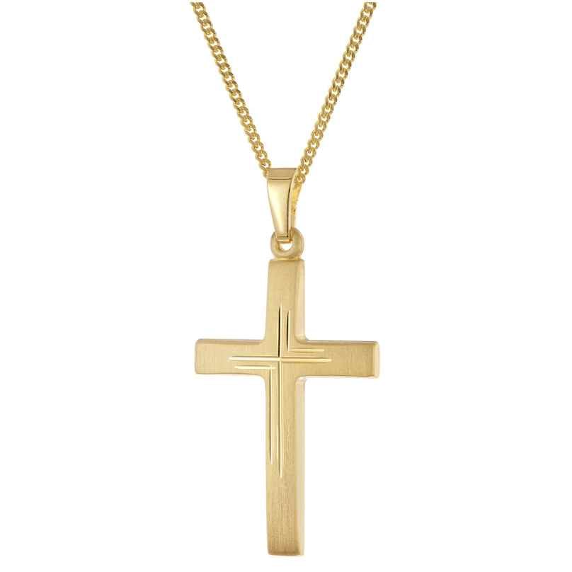 trendor 28592 Kreuz Gold 333 mit vergoldeter Silberkette