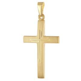 trendor 28592 Cross 333 Gold with Gold-Plated Silver Chain
