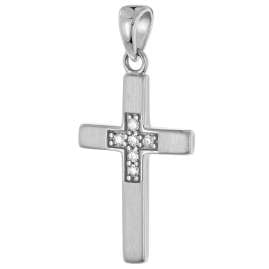 trendor 28594 Kreuz 18 mm Weißgold 333 (8 Kt) mit Silber-Halskette
