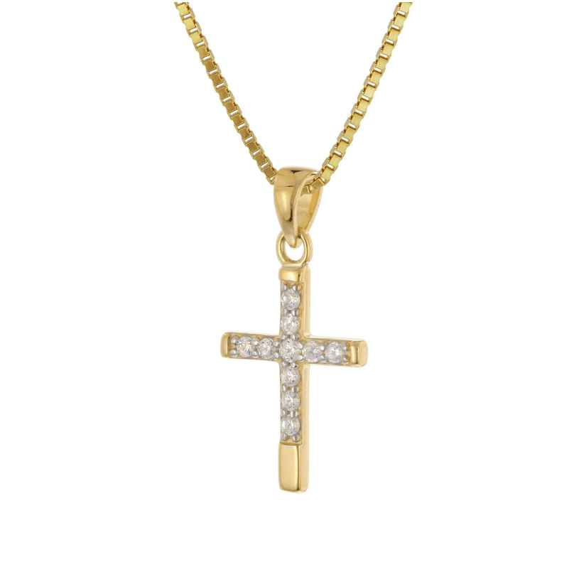 trendor 28596 Kreuz-Anhänger Gold 333 (8 K) mit vergoldeter Silber-Halskette