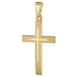 trendor 28599 Cross Pendant 585/14K Gold on a Gold-Plated Silver Chain