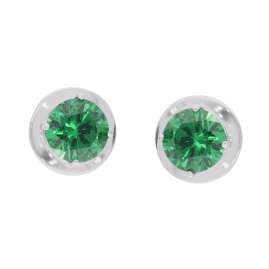 Acalee A8795-11 Women's Stud Earrings 925 Silver Emerald Green Cubic Zirconia
