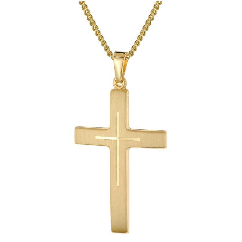 trendor 28862 Herren Kreuz-Anhänger Gold 333/8K Mit Vergoldeter Halskette