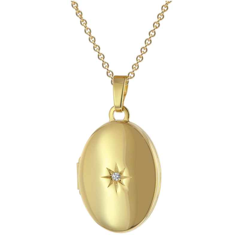 trendor 28962 Medaillon Gold 333/8K Mit Vergoldeter Silberkette
