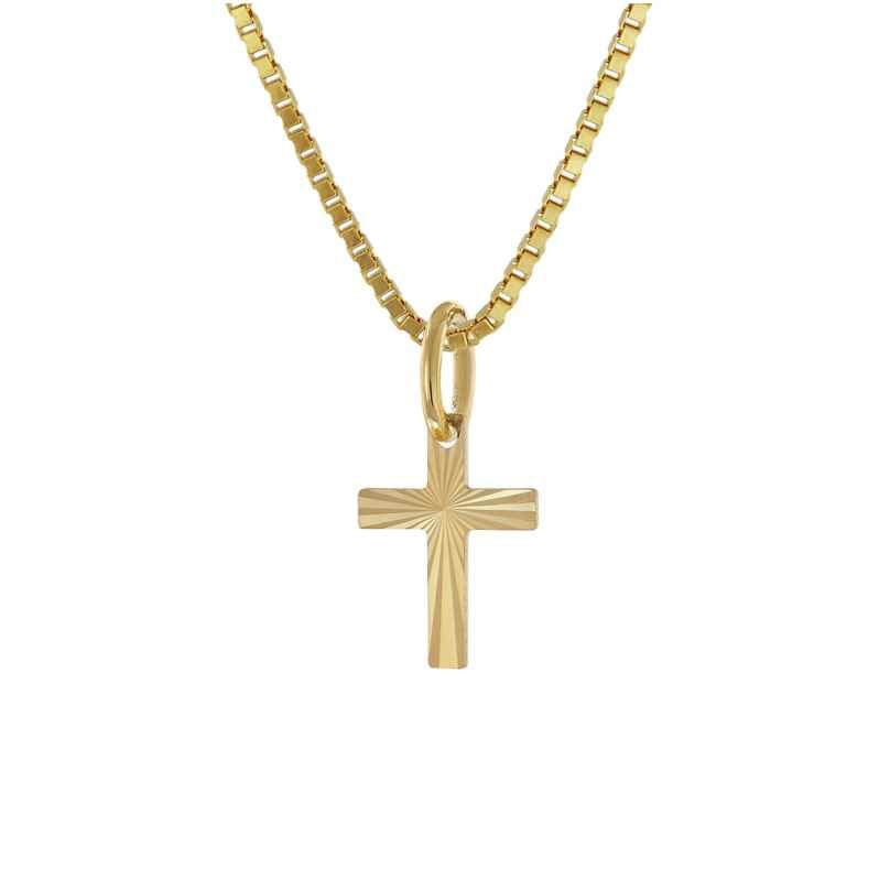 trendor 28968 Kreuz-Anhänger 333 Gold Mit Vergoldeter Silberkette für Kinder