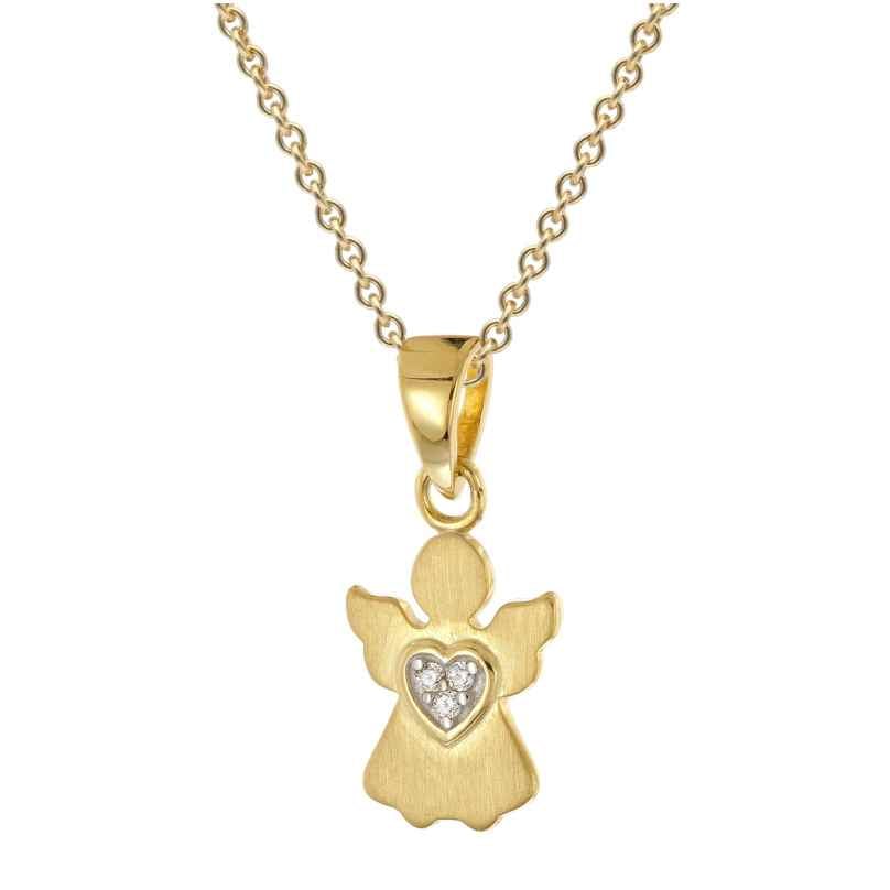 trendor 28974 Engel-Anhänger Gold 333 mit Vergoldeter Silberkette für Kinder