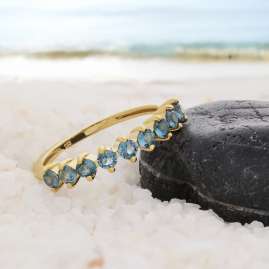 trendor 28982 Damenring Gold 333/8K mit Dunkelblauen Zirkonias