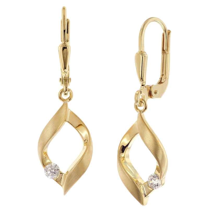 trendor 21087 Women's Dangle Earrings Gold-Plated Silver Cubic Zirconia 4262551210871