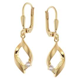 trendor 21087 Women's Dangle Earrings Gold-Plated Silver Cubic Zirconia