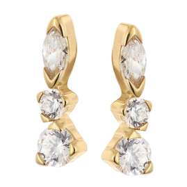 trendor 21088 Women's Stud Earrings Gold-Plated Silver Cubic Zirconia