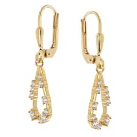 trendor 21090 Women's Drop Earrings Gold-Plated Silver Cubic Zirconia