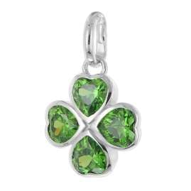trendor 21093 Necklace with Clover Pendant Silver 925 Green Cubic Zirconia