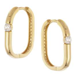 trendor 21140 Women's Hoop Earrings Gold Plated 925 Silver With Cubic Zirconia