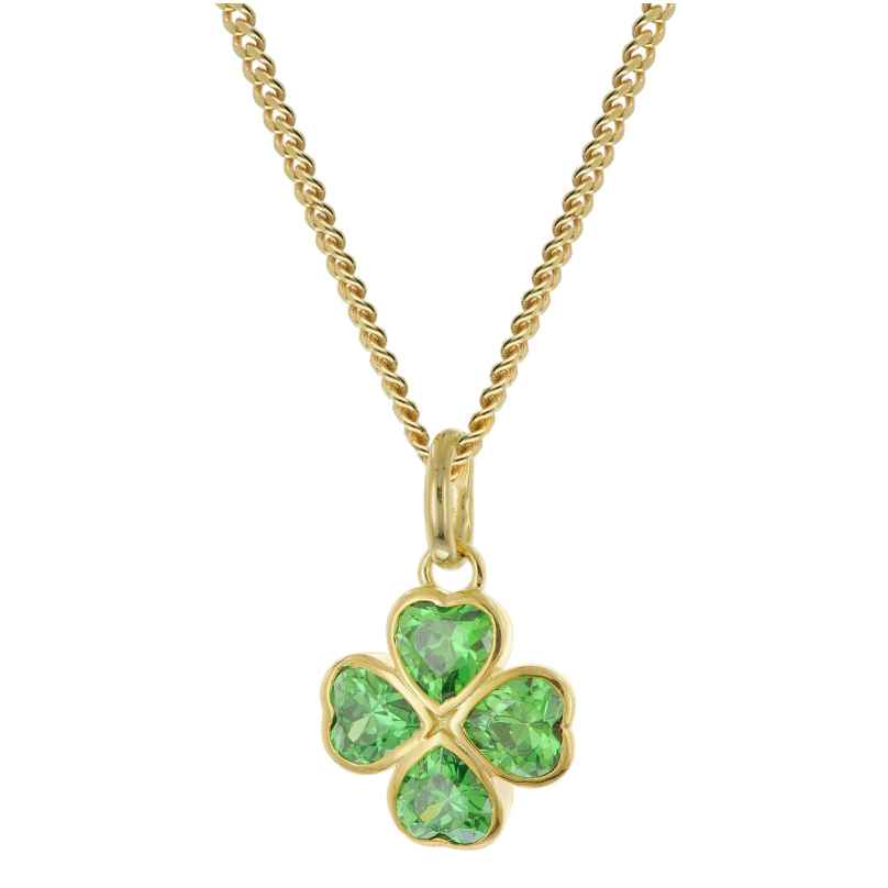 trendor 21144 Kinder-Halskette 925 Silber Vergoldet Mit Kleeblatt-Anhänger