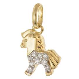 trendor 21146 Children's Necklace Gold Plated 925 Silver With Horse Pendant