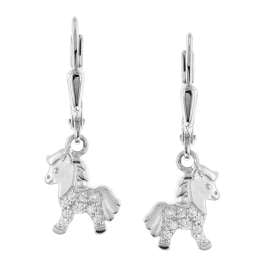 trendor 21145 Girls Drop Earrings Horse 925 Silver Cubic Zirconia