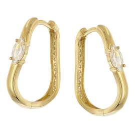 trendor 21153 Damen-Ohrringe 925 Silber Vergoldet Creolen mit Zirkonia